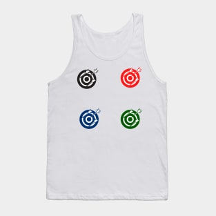 red blue green black target design Tank Top